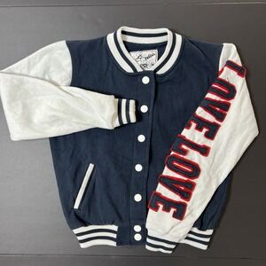 Women's Varsity Jacket Reflex Blue White Size M Y2K Academia